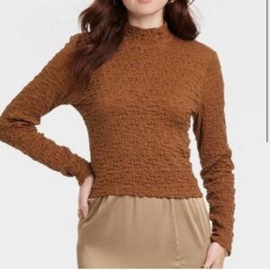 A New Day Textured Brown Top